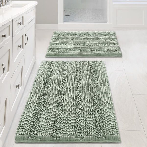 2-Piece Thick Chenille Bathroom Mat Set