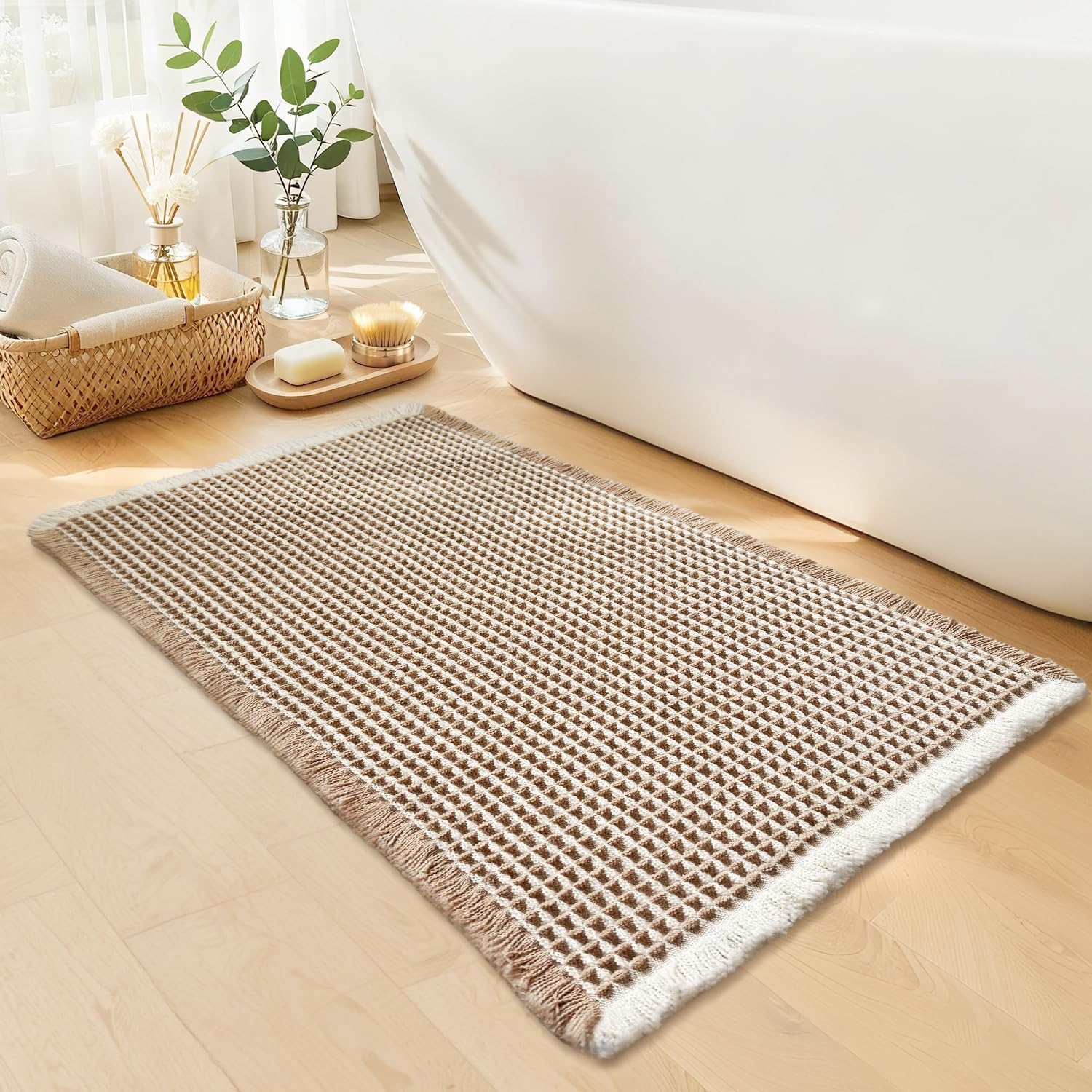 Waffle Boho Bathroom Mat
