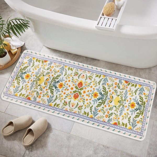 Botanical Print Bathroom Runner Mat